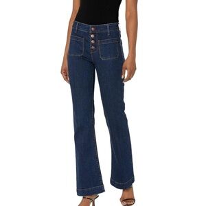 OAT New York Wide Leg Wide Hem Button Close Sailor Style Blue Denim Jean Size 29